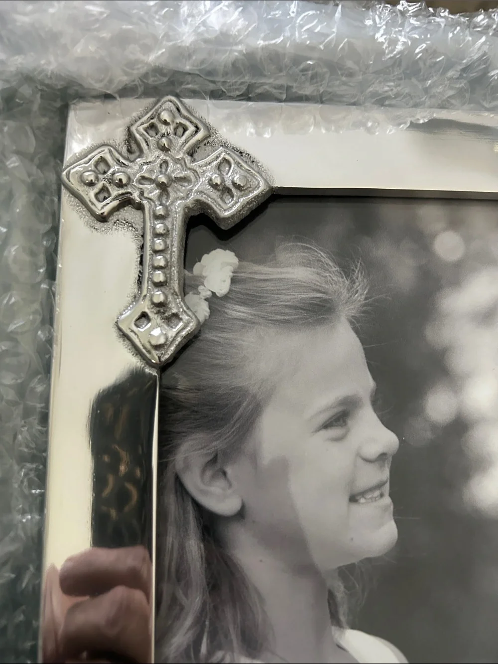 Mariposa Silver Decorative Cross Photo Frame